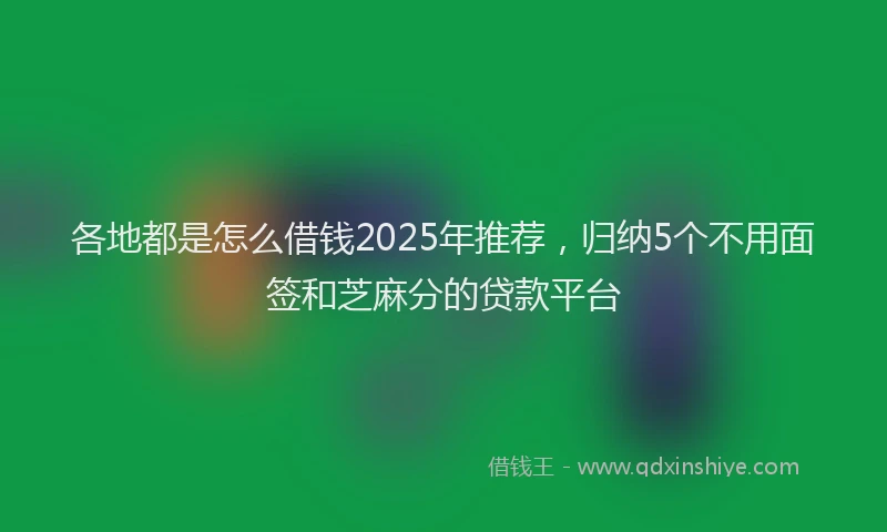 各地都是怎么借钱2025年推荐，归纳5个不用面签和芝麻分的贷款平台