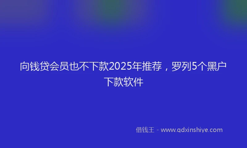 向钱贷会员也不下款2025年推荐，罗列5个黑户下款软件
