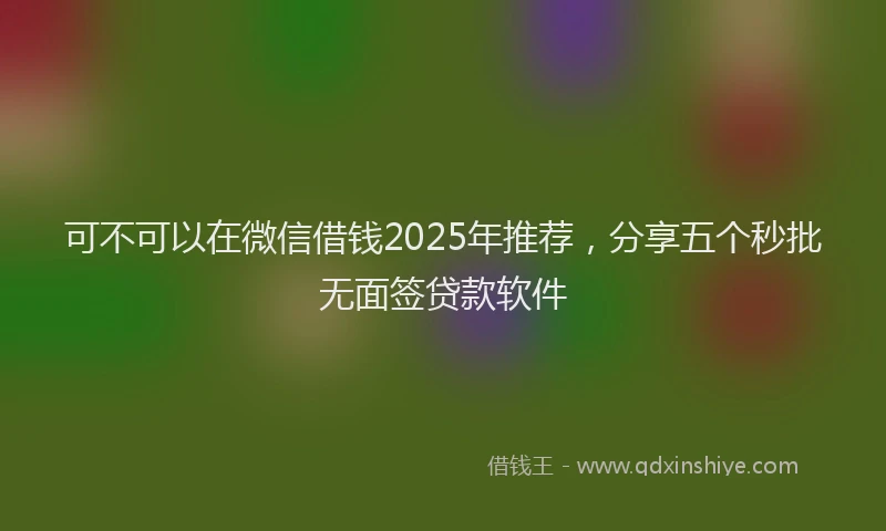 可不可以在微信借钱2025年推荐，分享五个秒批无面签贷款软件