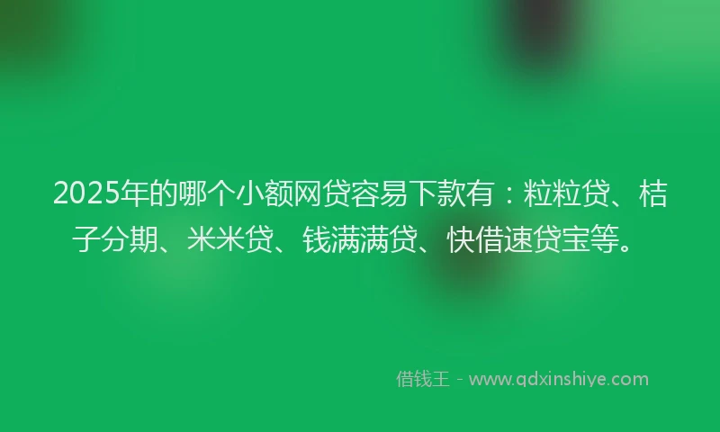 2025年的哪个小额网贷容易下款有：粒粒贷、桔子分期、米米贷、钱满满贷、快借速贷宝等。