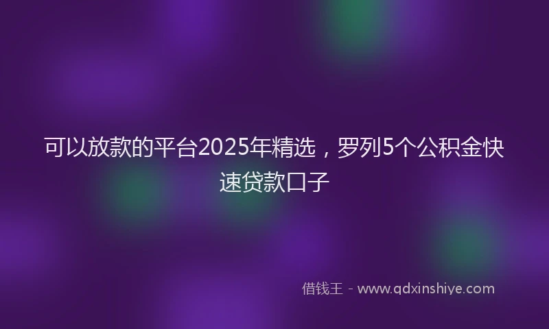 可以放款的平台2025年精选，罗列5个公积金快速贷款口子