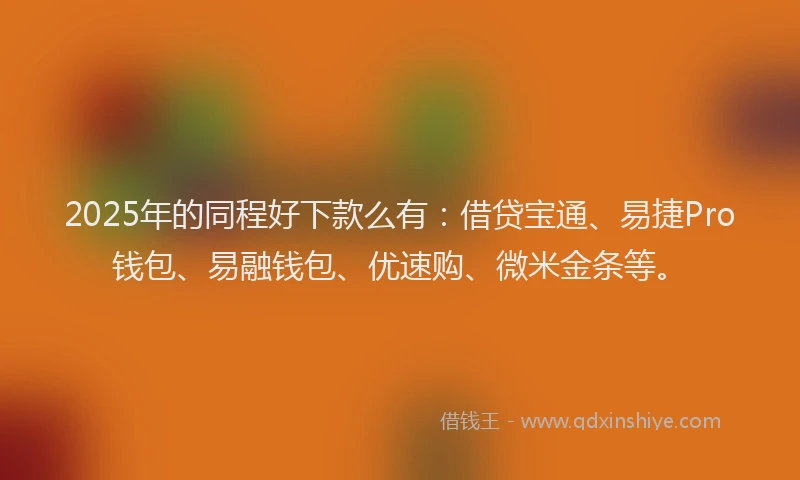 2025年的同程好下款么有：借贷宝通、易捷Pro钱包、易融钱包、优速购、微米金条等。