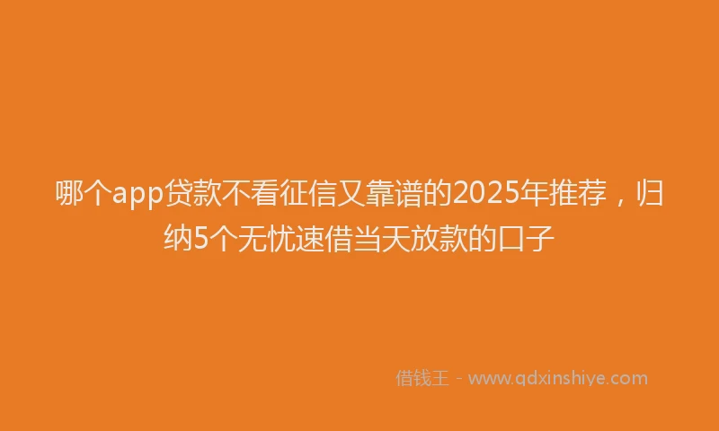 哪个app贷款不看征信又靠谱的2025年推荐，归纳5个无忧速借当天放款的口子