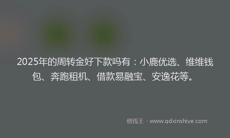 2025年的周转金好下款吗有：小鹿优选、维维钱包、奔跑租机、借款易融宝、安逸花等。