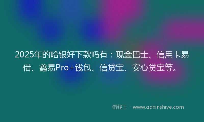 2025年的哈银好下款吗有：现金巴士、信用卡易借、鑫易Pro+钱包、信贷宝、安心贷宝等。