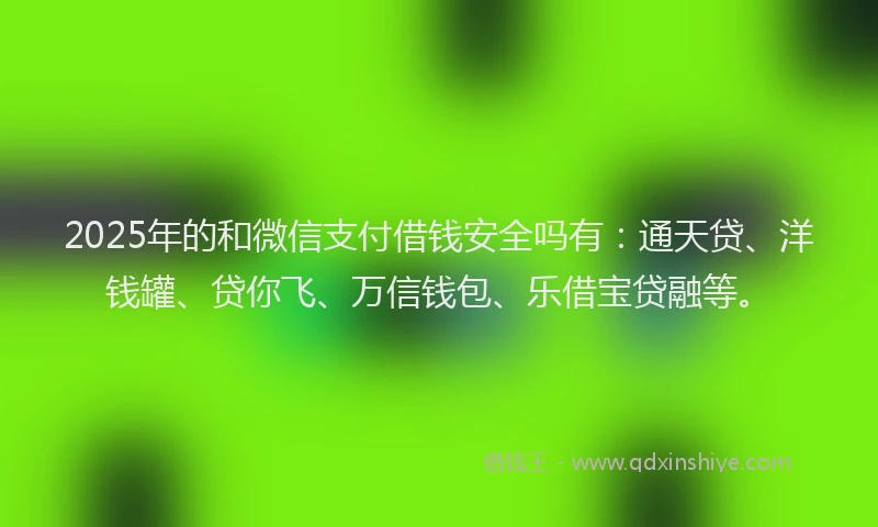2025年的和微信支付借钱安全吗有：通天贷、洋钱罐、贷你飞、万信钱包、乐借宝贷融等。