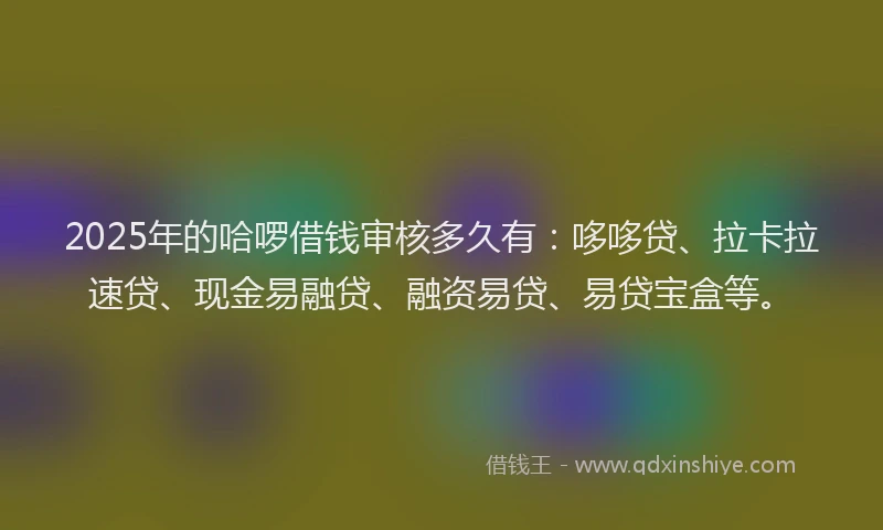 2025年的哈啰借钱审核多久有：哆哆贷、拉卡拉速贷、现金易融贷、融资易贷、易贷宝盒等。