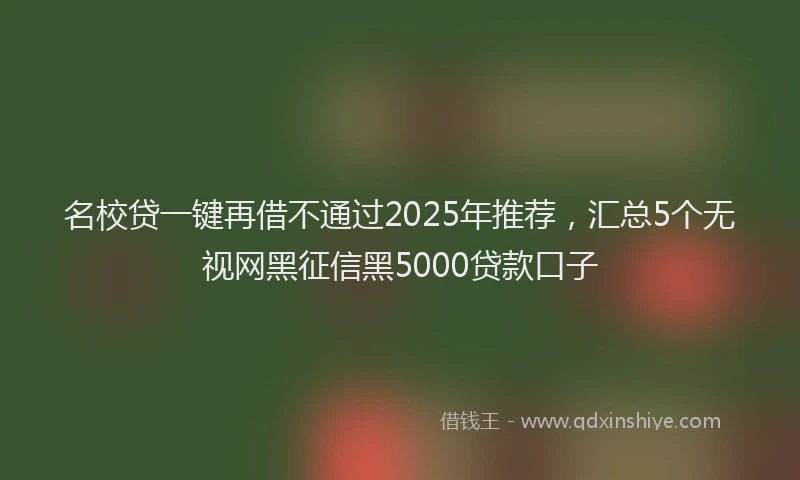 名校贷一键再借不通过2025年推荐，汇总5个无视网黑征信黑5000贷款口子