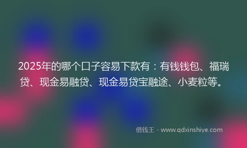 2025年的哪个口子容易下款有:有钱钱包、福瑞贷、现金易融贷、现金易贷宝融途、小麦粒等。