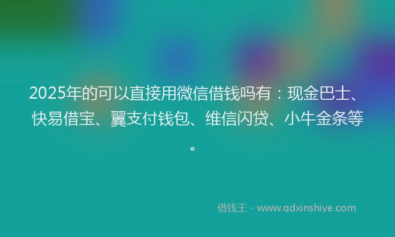 2025年的可以直接用微信借钱吗有：现金巴士、快易借宝、翼支付钱包、维信闪贷、小牛金条等。