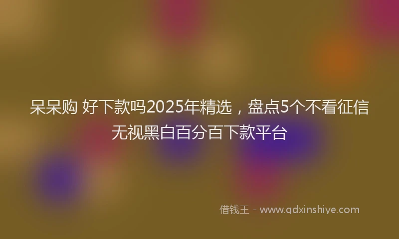 呆呆购 好下款吗2025年精选，盘点5个不看征信无视黑白百分百下款平台