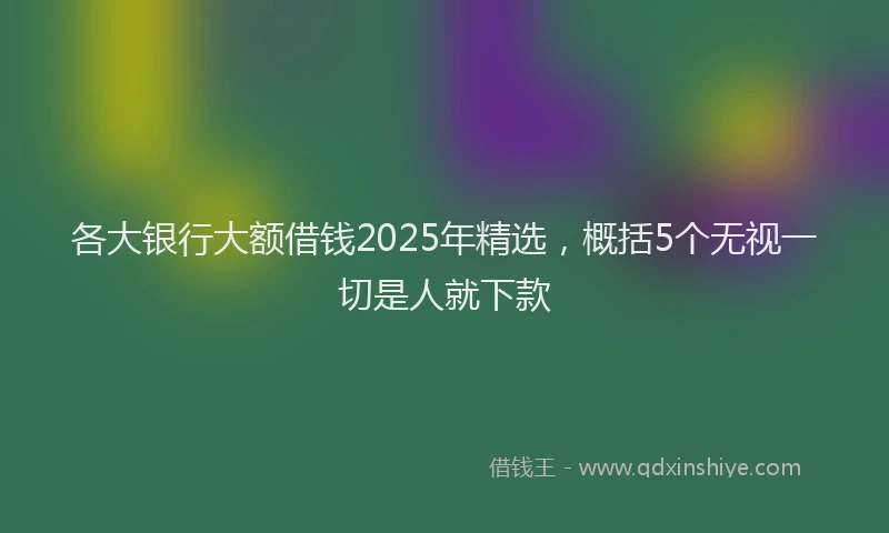 各大银行大额借钱2025年精选，概括5个无视一切是人就下款