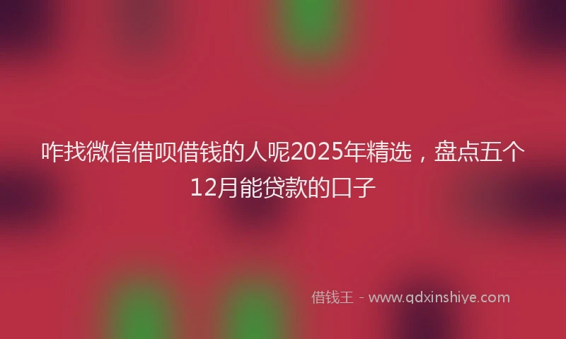 咋找微信借呗借钱的人呢2025年精选,盘点五个12月能贷款的口子