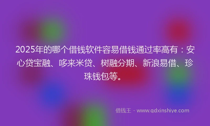 2025年的哪个借钱软件容易借钱通过率高有：安心贷宝融、哆来米贷、树融分期、新浪易借、珍珠钱包等。
