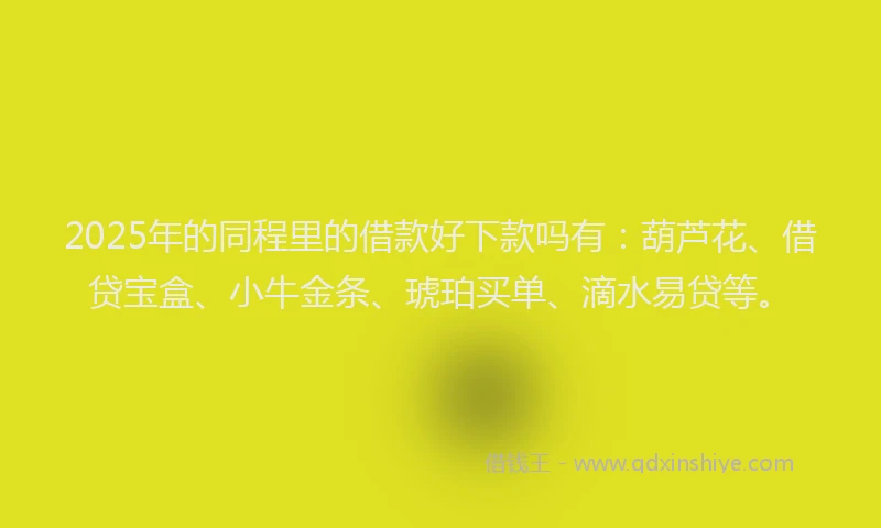 2025年的同程里的借款好下款吗有：葫芦花、借贷宝盒、小牛金条、琥珀买单、滴水易贷等。