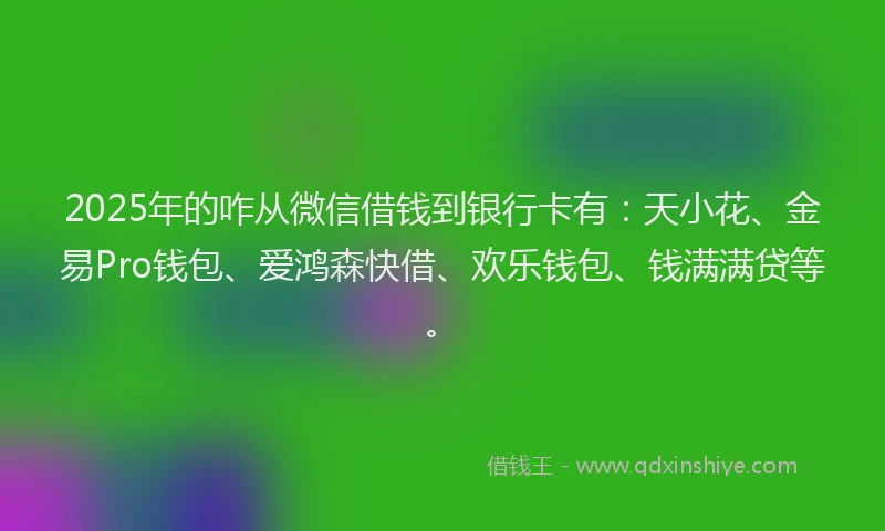 2025年的咋从微信借钱到银行卡有：天小花、金易Pro钱包、爱鸿森快借、欢乐钱包、钱满满贷等。
