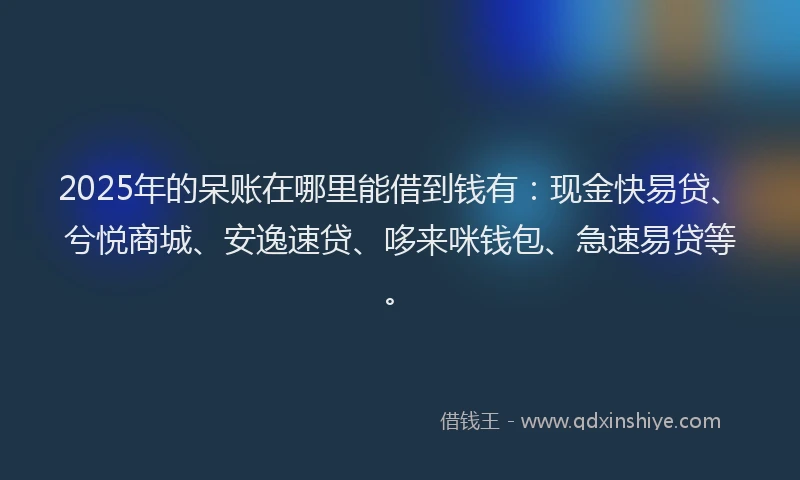 2025年的呆账在哪里能借到钱有：现金快易贷、兮悦商城、安逸速贷、哆来咪钱包、急速易贷等。