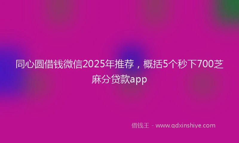 同心圆借钱微信2025年推荐，概括5个秒下700芝麻分贷款app