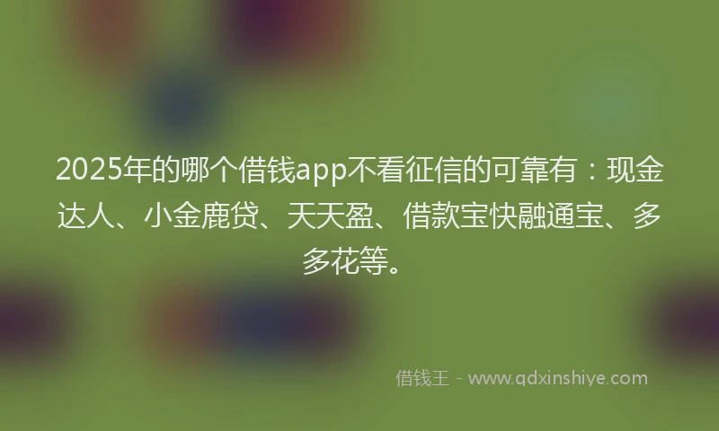 2025年的哪个借钱app不看征信的可靠有：现金达人、小金鹿贷、天天盈、借款宝快融通宝、多多花等。