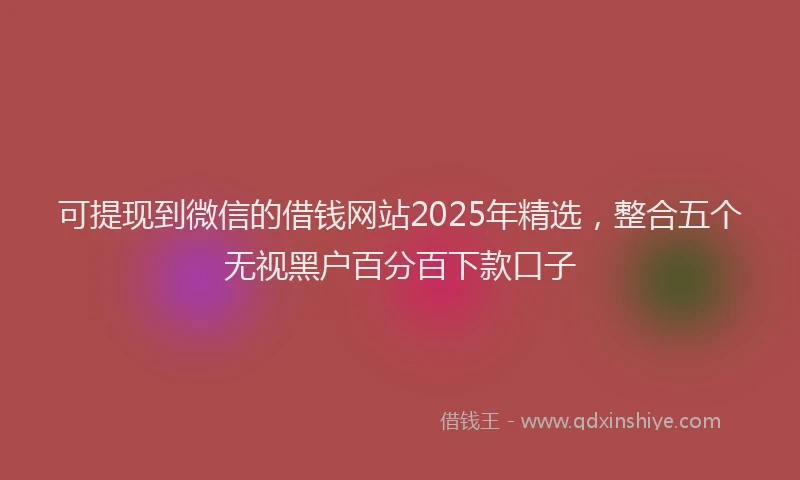 可提现到微信的借钱网站2025年精选，整合五个无视黑户百分百下款口子