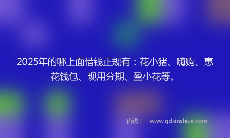 2025年的哪上面借钱正规有：花小猪、嗨购、惠花钱包、现用分期、盈小花等。