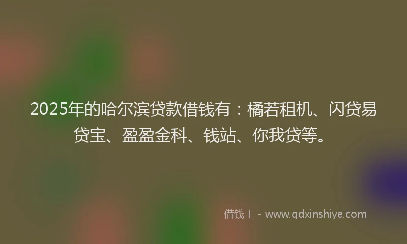 2025年的哈尔滨贷款借钱有：橘若租机、闪贷易贷宝、盈盈金科、钱站、你我贷等。