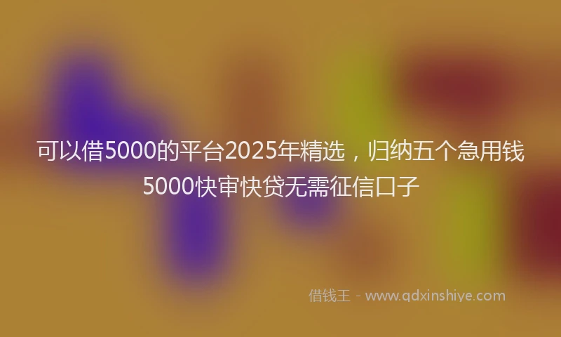 可以借5000的平台2025年精选，归纳五个急用钱5000快审快贷无需征信口子