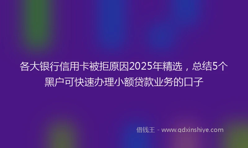 各大银行信用卡被拒原因2025年精选，总结5个黑户可快速办理小额贷款业务的口子