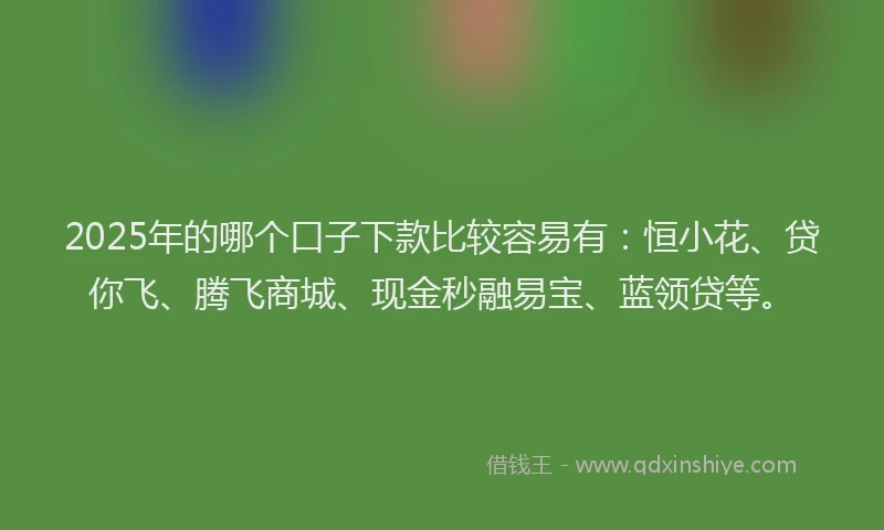 2025年的哪个口子下款比较容易有：恒小花、贷你飞、腾飞商城、现金秒融易宝、蓝领贷等。
