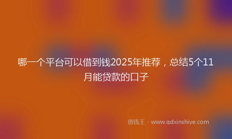 哪一个平台可以借到钱2025年推荐，总结5个11月能贷款的口子