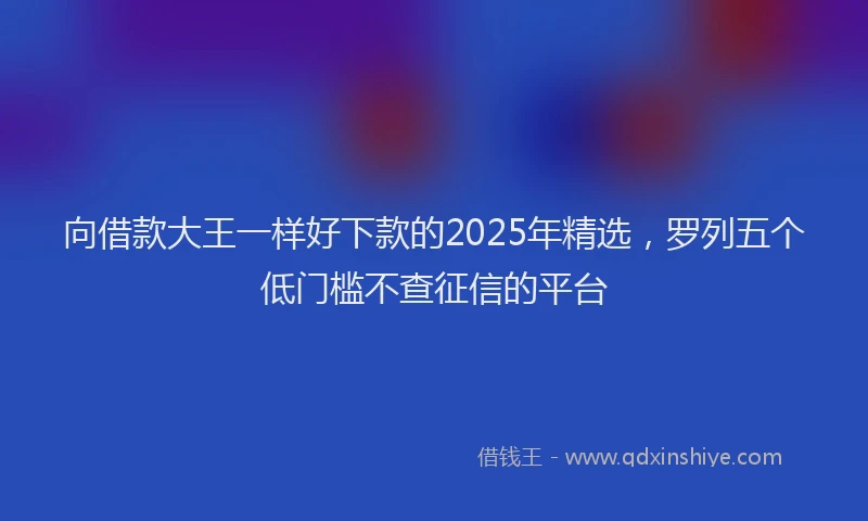 向借款大王一样好下款的2025年精选，罗列五个低门槛不查征信的平台