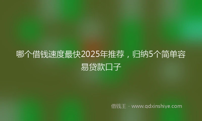 哪个借钱速度最快2025年推荐，归纳5个简单容易贷款口子