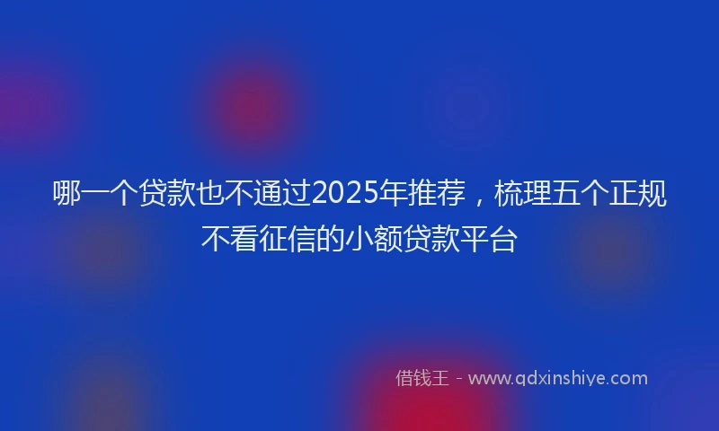 哪一个贷款也不通过2025年推荐，梳理五个正规不看征信的小额贷款平台