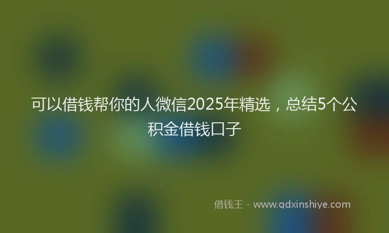 可以借钱帮你的人微信2025年精选，总结5个公积金借钱口子