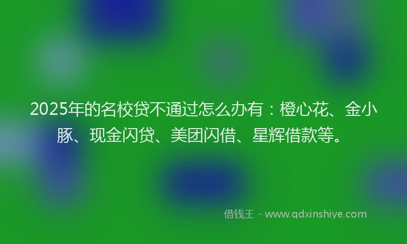 2025年的名校贷不通过怎么办有：橙心花、金小豚、现金闪贷、美团闪借、星辉借款等。