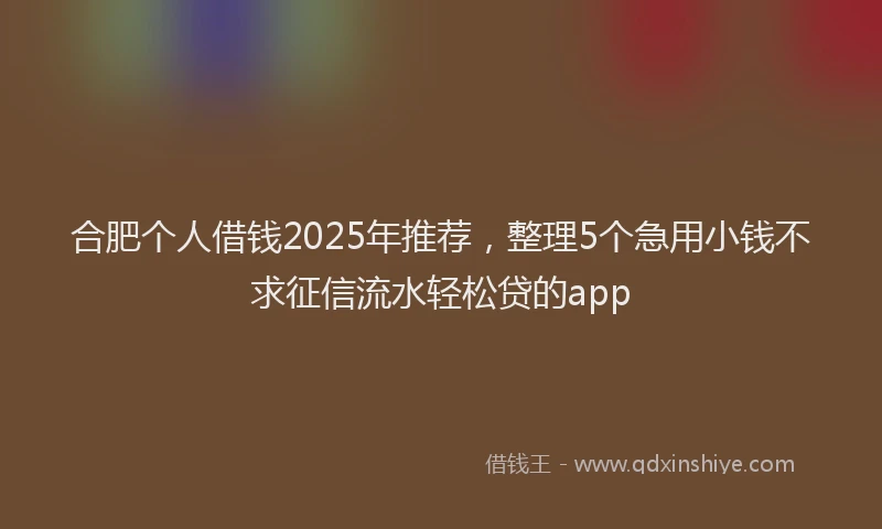合肥个人借钱2025年推荐，整理5个急用小钱不求征信流水轻松贷的app