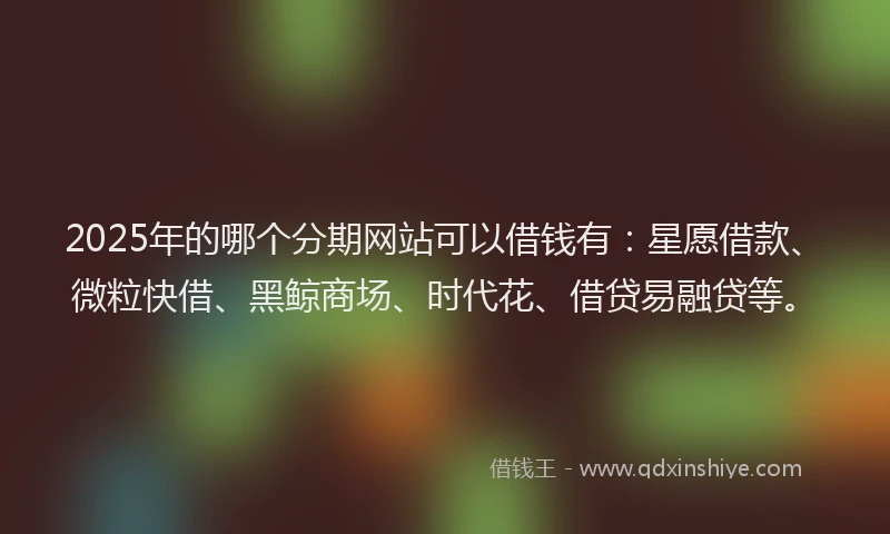 2025年的哪个分期网站可以借钱有：星愿借款、微粒快借、黑鲸商场、时代花、借贷易融贷等。
