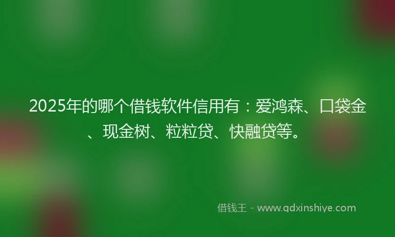 2025年的哪个借钱软件信用有：爱鸿森、口袋金、现金树、粒粒贷、快融贷等。