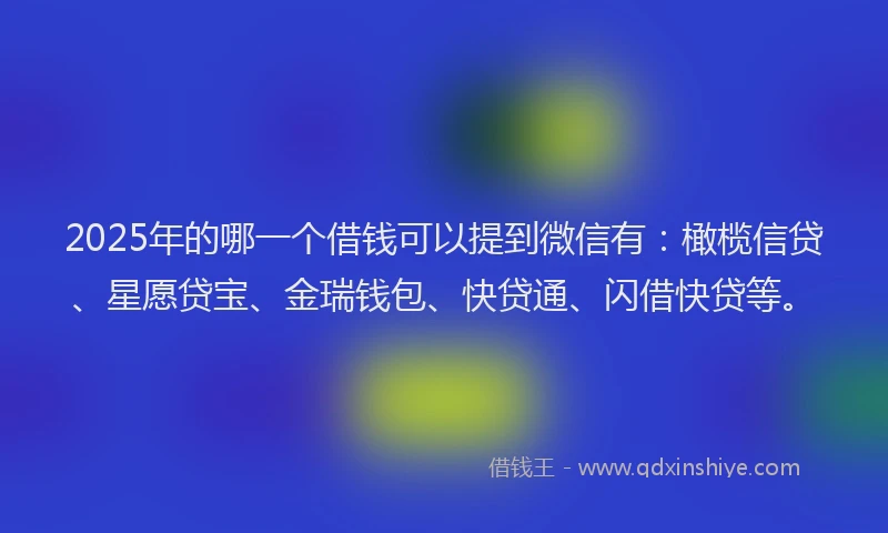 2025年的哪一个借钱可以提到微信有：橄榄信贷、星愿贷宝、金瑞钱包、快贷通、闪借快贷等。
