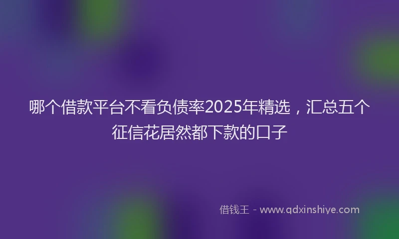 哪个借款平台不看负债率2025年精选,汇总五个征信花居然都下款的口子