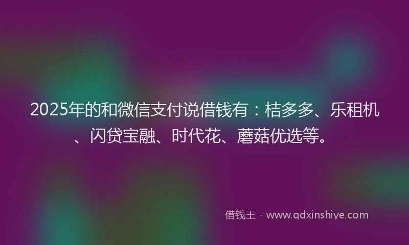 2025年的和微信支付说借钱有：桔多多、乐租机、闪贷宝融、时代花、蘑菇优选等。