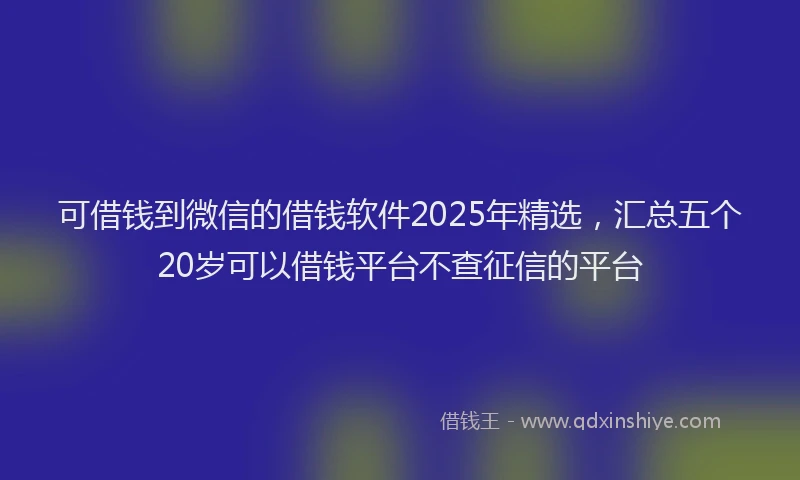 可借钱到微信的借钱软件2025年精选，汇总五个20岁可以借钱平台不查征信的平台