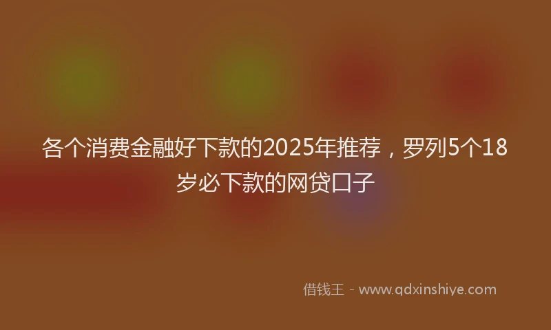 各个消费金融好下款的2025年推荐，罗列5个18岁必下款的网贷口子