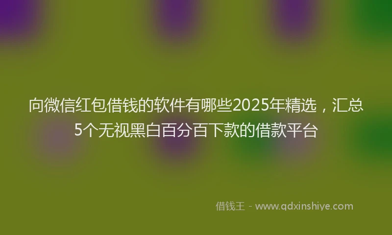 向微信红包借钱的软件有哪些2025年精选，汇总5个无视黑白百分百下款的借款平台