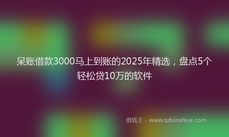呆账借款3000马上到账的2025年精选，盘点5个轻松贷10万的软件