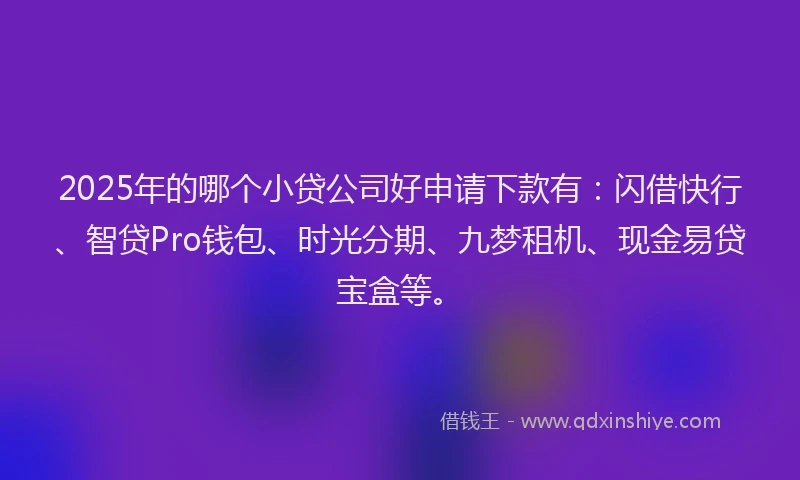 2025年的哪个小贷公司好申请下款有：闪借快行、智贷Pro钱包、时光分期、九梦租机、现金易贷宝盒等。