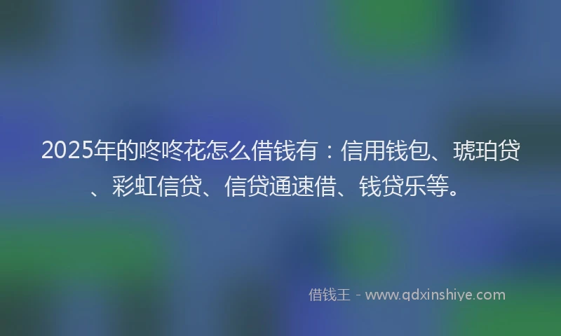 2025年的咚咚花怎么借钱有：信用钱包、琥珀贷、彩虹信贷、信贷通速借、钱贷乐等。