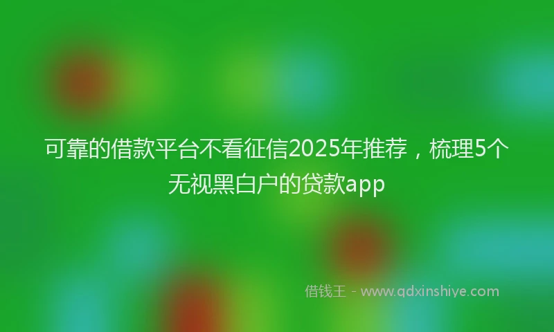 可靠的借款平台不看征信2025年推荐，梳理5个无视黑白户的贷款app