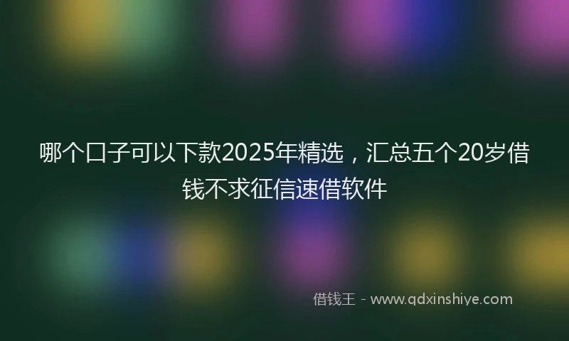 哪个口子可以下款2025年精选，汇总五个20岁借钱不求征信速借软件