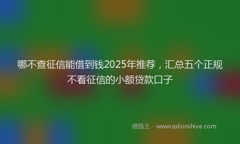 哪不查征信能借到钱2025年推荐,汇总五个正规不看征信的小额贷款口子